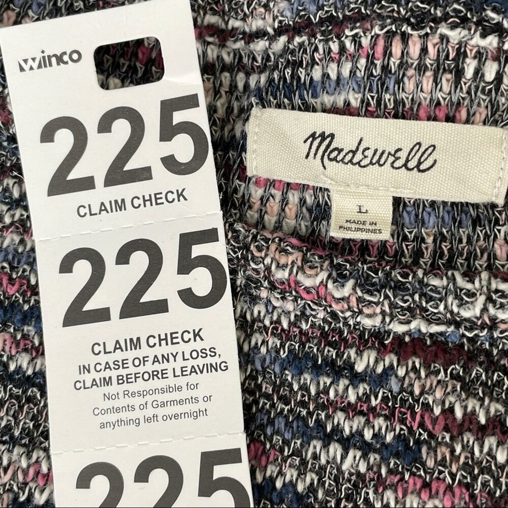 MADEWELL SpaceDyed Marled Sweater SZ L Gathered Shoulders Crewneck Pullover - Picture 7 of 8